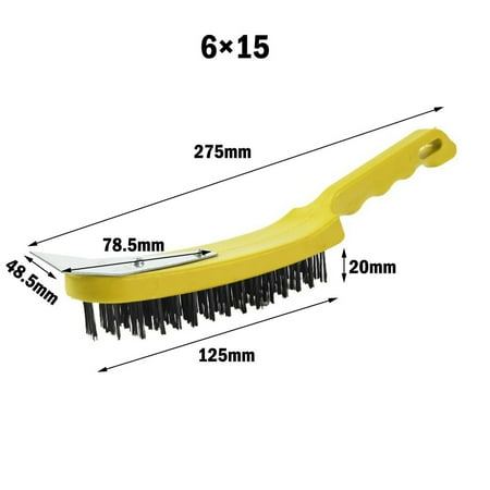 FANSU 11In Multipurpose Steel Wire Brush With Metal Scraper Plastic Handle RustRemoval