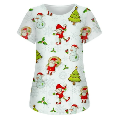 FAFWYP Christmas Scrubs for Women Womens Loose Scrubs Tops Summer Nurse Short Sleeve Round Neck Workwear Snowmen Printed Working Uniform Shirt Medical Blouse with Pockets
FAFWYP Christmas Scrubs for Women Womens Loose Scrubs Tops Summer Nurse Short Sleeve Round Neck Workwear Snowmen Printed Working Uniform Shirt Medical Blouse with Pockets