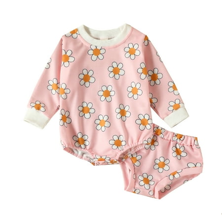 Seyurigaoka Infant Baby Girls Clothes Set Flower Print Long Sleeve Round Neck Romper + Elastic Waist Triangle Shorts for Spring Summer
Seyurigaoka Infant Baby Girls Clothes Set Flower Print Long Sleeve Round Neck Romper + Elastic Waist Triangle Shorts for Spring Summer