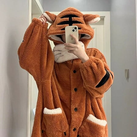 PIKADINGNIS Winter Thick Coral Fleece Sleepwear Tiger Flannel Nightgowns Women Pajamas Plush Soft Robe Kawaii Hooded Home Clothes Nightdress
PIKADINGNIS Winter Thick Coral Fleece Sleepwear Tiger Flannel Nightgowns Women Pajamas Plush Soft Robe Kawaii Hooded Home Clothes Nightdress