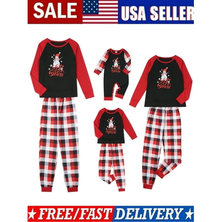 Family Christmas Pajamas Sets for Family Couple Matching Holiday Jammies Women Men Kids Snowman Sleepwear Loungewear Pjs
