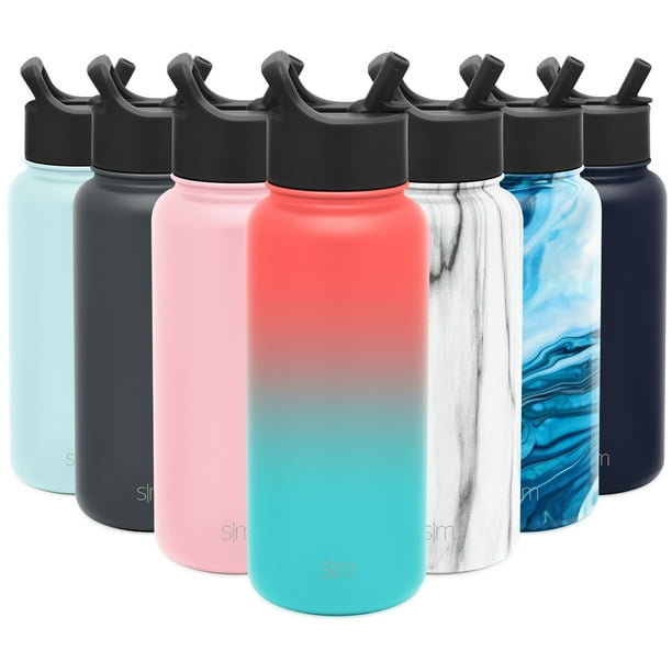 Simple Modern 32oz Summit Water Bottles with Straw Lid - Vacuum Insulated Tumbler Double Wall Travel Mug 18/8 Stainless Steel Flask - Ombre: Havana