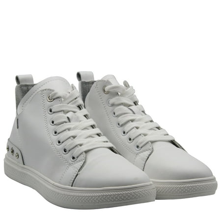 Women Genuine Leather Mid Top Sneakers Lace Up Shoes Rhinestone Heels Counter White
Women Genuine Leather Mid Top Sneakers Lace Up Shoes Rhinestone Heels Counter White