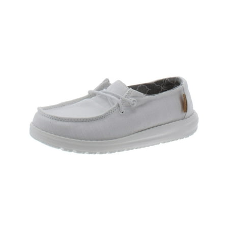 Hey Dude Womens Wendy Canvas Slip On Slip-On Sneakers White 11 Medium (B M)