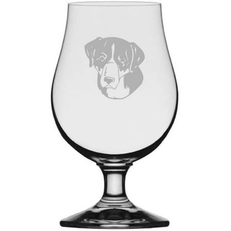 

GREATER SWISS MOUNTAIN Dog Themed Etched 13.25oz Iona Beer Glass