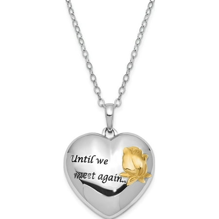 Sterling Silver Antiqued Gold-tone Accent Until We Meet Again 18in. Necklac