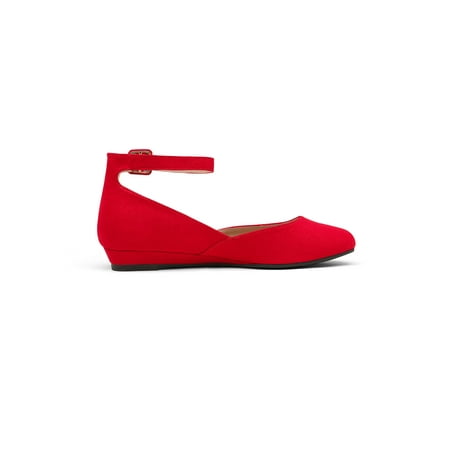 Women‘s Revona Peach Pink Low Wedge Ankle Strap Flats Shoes Women‘s Footwear