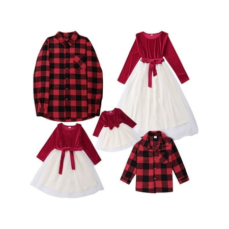 HUIJZG Christmas Patchwork Dresses and Red Buffalo Plaid Shirts Family Matching Clothes Mommy and Me Dresses Mens Boys Long Sleeve T-shirt
HUIJZG Christmas Patchwork Dresses and Red Buffalo Plaid Shirts Family Matching Clothes Mommy and Me Dresses Mens Boys Long Sleeve T-shirt