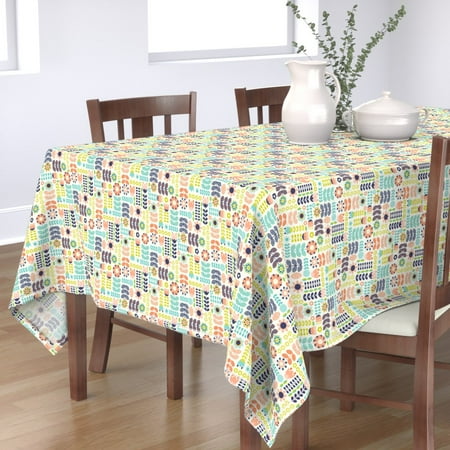Cotton Sateen Tablecloth 90 Square - Swedish Folk Art Floral Scandinavian Spring Colorful Botanical Aqua Pink Navy Print Custom Table Linens by Spoonflower
Cotton Sateen Tablecloth 90 Square - Swedish Folk Art Floral Scandinavian Spring Colorful Botanical Aqua Pink Navy Print Custom Table Linens by Spoonflower