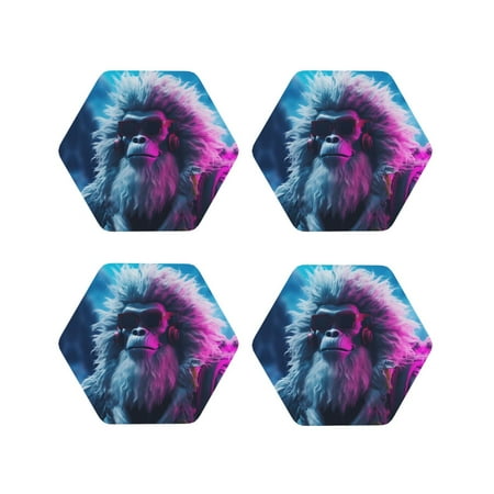 Coasters Set of 4 - Hip-Hop Glasses Gorilla Drink Coasters for Tabletop Protection Leather Coasters for Living Room Decor and Housewarming Gift Hexagon
Coasters Set of 4 - Hip-Hop Glasses Gorilla Drink Coasters for Tabletop Protection Leather Coasters for Living Room Decor and Housewarming Gift Hexagon