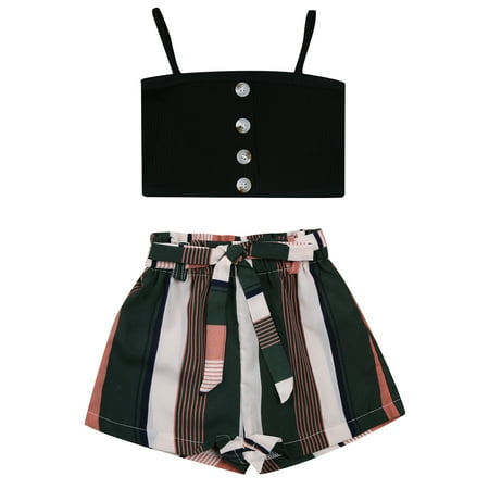 Canrulo Toddler Kids Girls Solid Color Sleeveless Spaghetti Strap Top Striped Shorts Black 3-4 Years
Canrulo Toddler Kids Girls Solid Color Sleeveless Spaghetti Strap Top Striped Shorts Black 3-4 Years