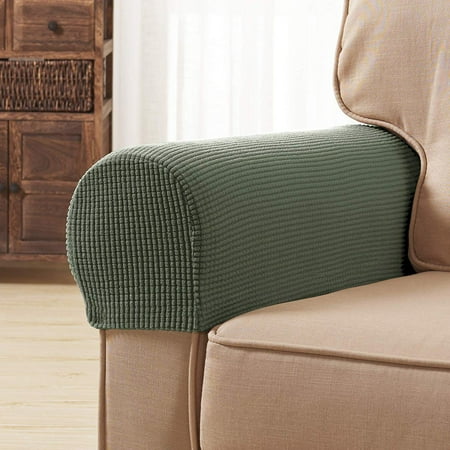 Subrtex Spandex Stretch Fabric Armrest Covers Anti-Slip Furniture Protector Armchair Slipcovers for Recliner Sofa Set of 2(Olivedrab)