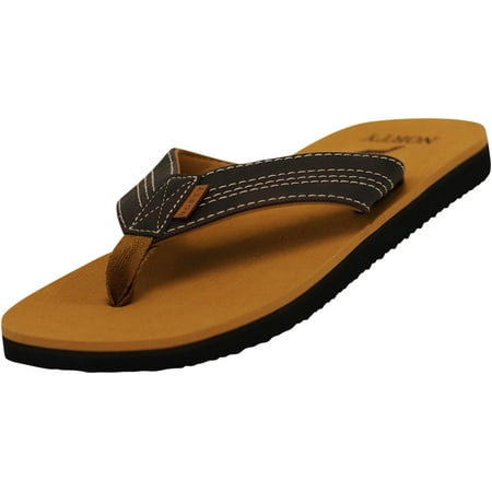 NORTY Mens Flip Flops Adult Male Beach Thong Sandals Camel Brown