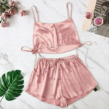 Lingerie For Women Satin Silk Bowknot Camisole Shorts Set Sleepwear Pajamas Bandage Lingerie
Lingerie For Women Satin Silk Bowknot Camisole Shorts Set Sleepwear Pajamas Bandage Lingerie