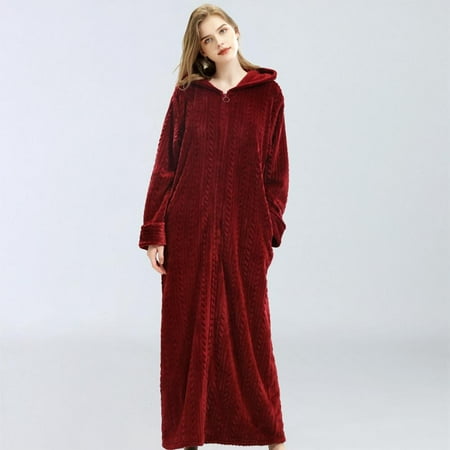 Orchip Winter Men Women Coral Plush Robe Long Zipper Front Hooded Bathrobe Full Length Sleepwear with Pockets #04
Orchip Winter Men Women Coral Plush Robe Long Zipper Front Hooded Bathrobe Full Length Sleepwear with Pockets #04