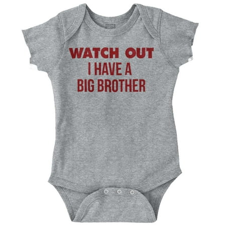 Brother Newborn Romper Bodysuit For Babies Watch Out I Have A Big Funny Little Younger Son
Brother Newborn Romper Bodysuit For Babies Watch Out I Have A Big Funny Little Younger Son