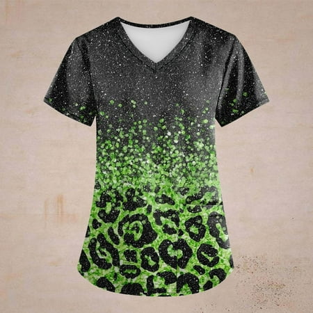 HIMIWAY Plus Size Retro Leopard Printed Scrub Working Uniform Tops For Women Cross V-Neck Short Sleeve Fun T-Shirts Workwear Tee With Pockets on Sale XXXXL Green
HIMIWAY Plus Size Retro Leopard Printed Scrub Working Uniform Tops For Women Cross V-Neck Short Sleeve Fun T-Shirts Workwear Tee With Pockets on Sale XXXXL Green