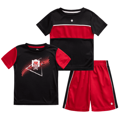 RBX Baby Boys Shorts Set - 3-Piece Short Sleeve Performance T-Shirt and Shorts (12M-4T)