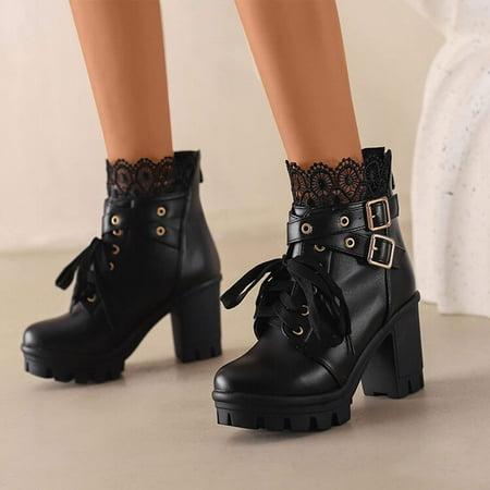 Fesfesfes Women Boots Fashion Thick High Heel Lace Up Ankle Boots Platform Lace Student Shoes 9.5(43)
Fesfesfes Women Boots Fashion Thick High Heel Lace Up Ankle Boots Platform Lace Student Shoes 9.5(43)