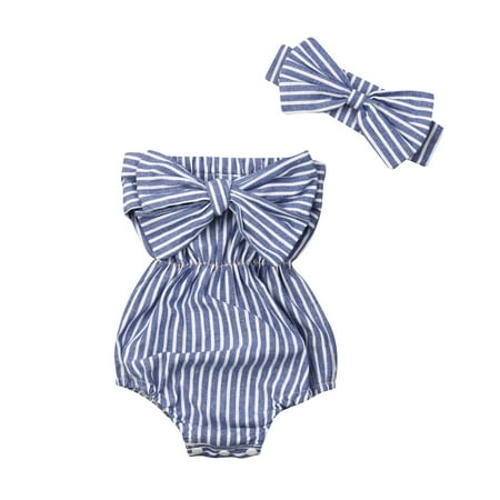 Caitzr Newborn Baby Girls Tube Top Bow Romper Sleeveless Striped Jumpsuit Headband
Caitzr Newborn Baby Girls Tube Top Bow Romper Sleeveless Striped Jumpsuit Headband