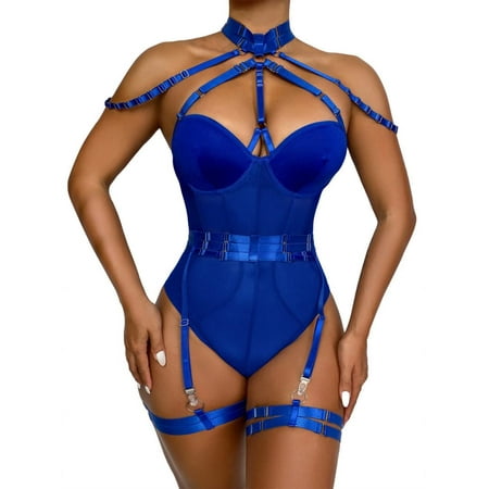 ICE Women s Lingerie Set Exotic Bodysuit with Garter Belt 3 Piece Strappy Lingerie Blue L
ICE Women s Lingerie Set Exotic Bodysuit with Garter Belt 3 Piece Strappy Lingerie Blue L