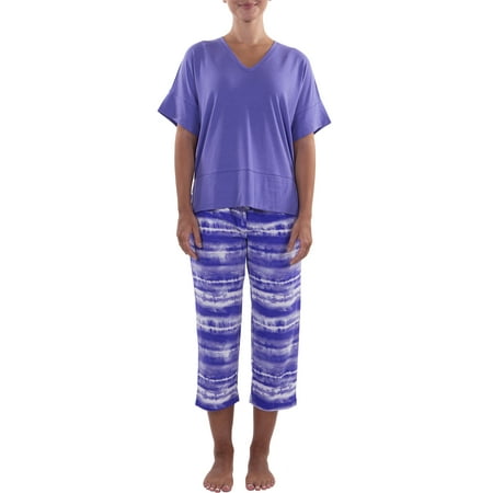 N Natori Studio Women s Short Sleeve Top and Capri Pant Sleep Set