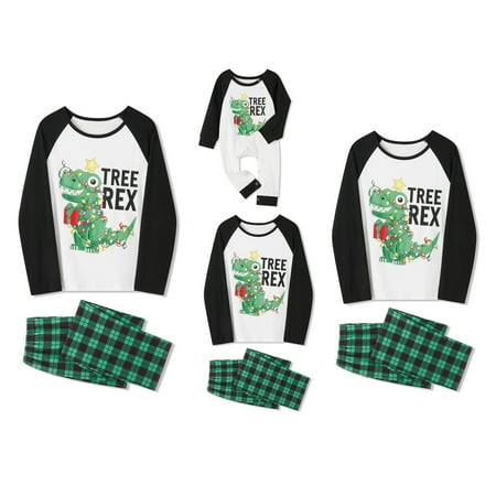 QILINXUAN Christmas Pajamas for Family Long Sleeve Dinosaur Letter Print T-Shirt + Plaid Pants Set
QILINXUAN Christmas Pajamas for Family Long Sleeve Dinosaur Letter Print T-Shirt + Plaid Pants Set