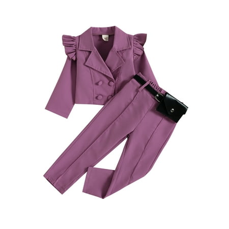 Sunisery Kid Girl Spring Clothes Set Solid Long Sleeve Lapel Button-Up Suit Coat Trousers with Belt Bag
Sunisery Kid Girl Spring Clothes Set Solid Long Sleeve Lapel Button-Up Suit Coat Trousers with Belt Bag