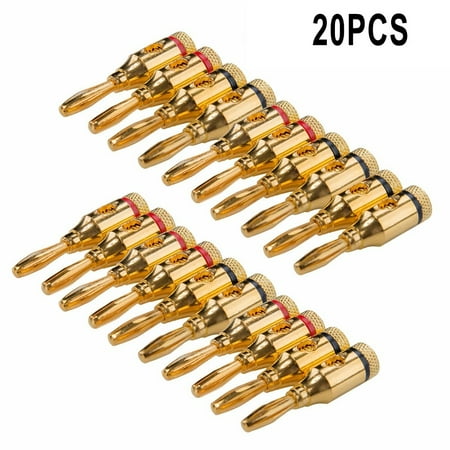 10/20X 4mm Banana Plugs Gold Plated Musical Audio Speaker Cable Wire Connector