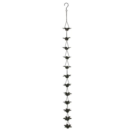 Copper Finish Metal Lily Flower Rain Chain w/Attached Hanger 48 Inch
