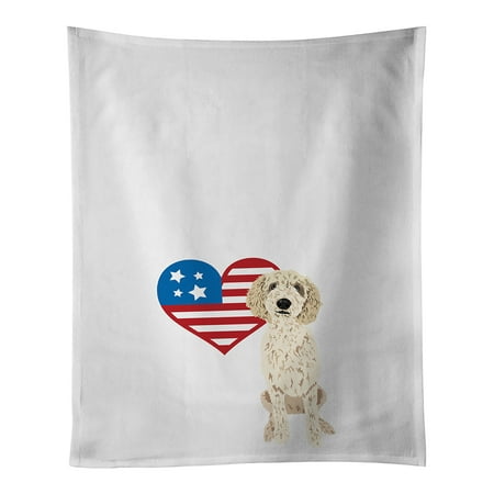Doodle Cream #7 Patriotic White Kitchen Towel Set of 2 19 in x 28 in