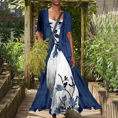 fartey Two Piece Dress for Women Summer Solid Chiffon Cardigan Floral Print Sleeveless Flowy Long Dresses Tank Dress Set
fartey Two Piece Dress for Women Summer Solid Chiffon Cardigan Floral Print Sleeveless Flowy Long Dresses Tank Dress Set