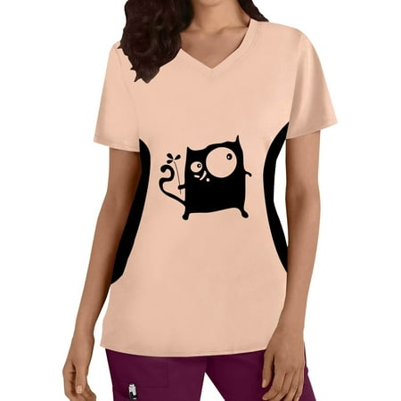 Cat Printed Working Uniform Womens Plus Size Top V Neck Short Sleeved Cats Prints T Shirt Blouse Scrubs Uniform Nurses
Cat Printed Working Uniform Womens Plus Size Top V Neck Short Sleeved Cats Prints T Shirt Blouse Scrubs Uniform Nurses