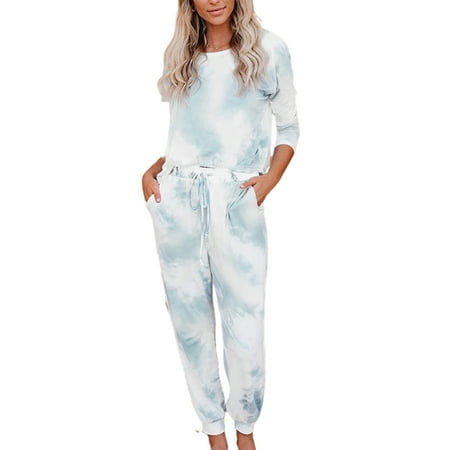 Wome s Pajama Set Tie Dye Printed Round Collar Long Sleeved Tops & Long Pants Sleepwear Set with 2 Pockets New
Wome s Pajama Set Tie Dye Printed Round Collar Long Sleeved Tops & Long Pants Sleepwear Set with 2 Pockets New