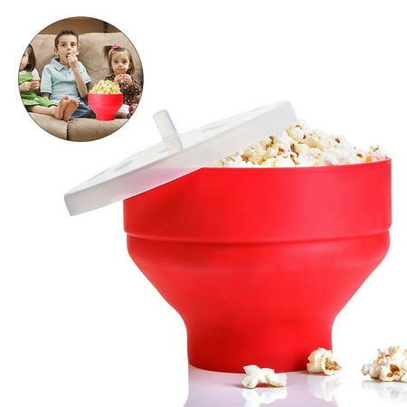 Facaimo Microwave Popcorn Popper Silicone Popcorn Maker Collapsible Bowl with Lid