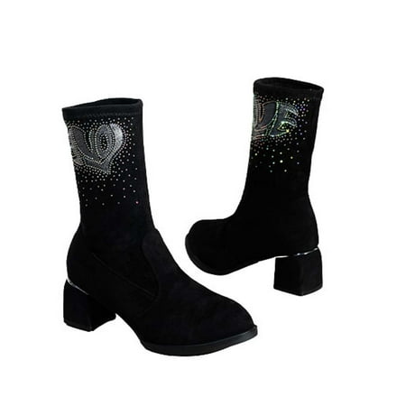 Tuscom Boot for Women Fall Winter Flock Boots Middle Heels Chunky Heel Fashion Solid Color Middle Mid Calf Boots
Tuscom Boot for Women Fall Winter Flock Boots Middle Heels Chunky Heel Fashion Solid Color Middle Mid Calf Boots