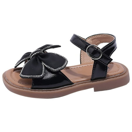 Toddler Girls Black Princess Sandals 7 Years-8 Years
