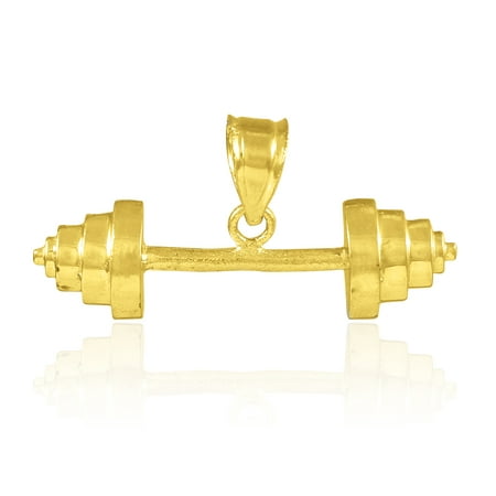 14k Yellow Gold Weightlifting Barbell Sports Pendant