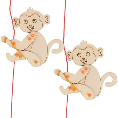 2 sets of Diy Wooden Monkey Climbing Rope Toy Diy Science Technology Plaything