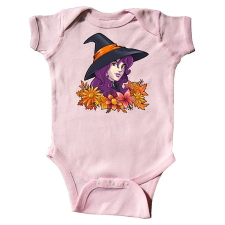 Inktastic Witch with Autumn Flowers and Leaves Gift Baby Boy or Baby Girl Bodysuit
