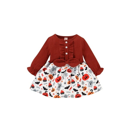 Kuriozud Girls Casual Long Sleeve Dress Halloween Pumpkin Print Stitching Round Neck A-line Dress
Kuriozud Girls Casual Long Sleeve Dress Halloween Pumpkin Print Stitching Round Neck A-line Dress