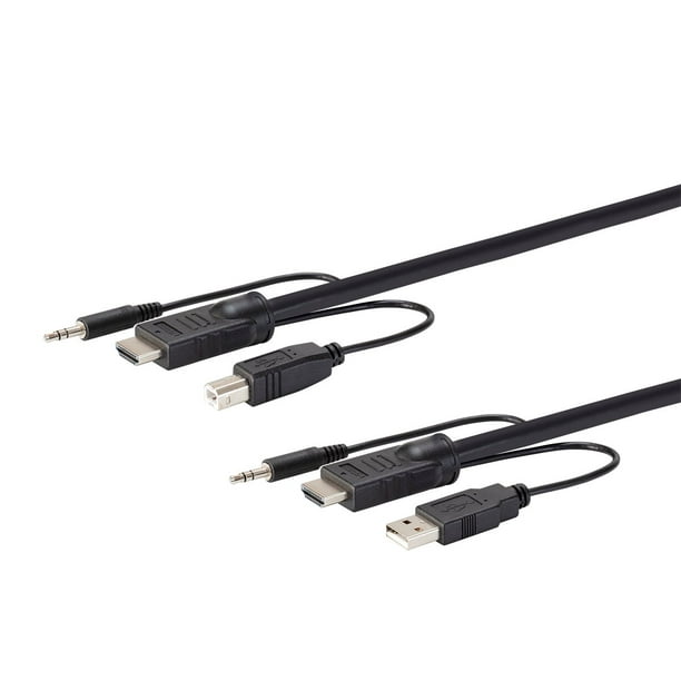 Monoprice HDMI USB 3.5mm Audio Combo Cable - 6 Feet, 4K@60Hz, High Dynamic Range (HDR) For KVM Switches - Switch Series