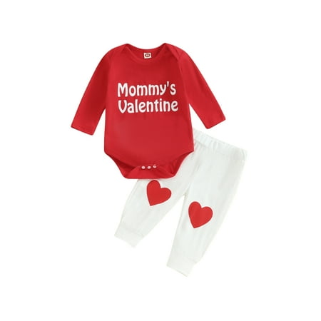 Bslissey 3M 6M 12M 18M Valentine’s Day Baby Boys Girls Outfits Long Sleeve Letter Print Romper + Heart Print Pants Sets Infant Casual Daily Clothes
Bslissey 3M 6M 12M 18M Valentine’s Day Baby Boys Girls Outfits Long Sleeve Letter Print Romper + Heart Print Pants Sets Infant Casual Daily Clothes