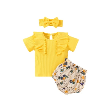 EYIIYE Newborn Baby Girl Round Neck Shirt Floral Printed Shorts Bow Hairband Suit 0-24 Months
EYIIYE Newborn Baby Girl Round Neck Shirt Floral Printed Shorts Bow Hairband Suit 0-24 Months
