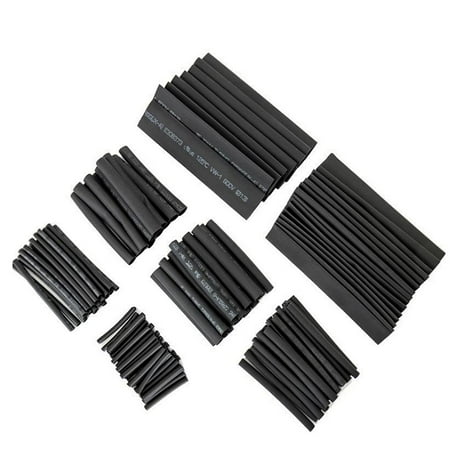 Tmosphere 150pcs Black Thermal Casing Heat Shrink Tubing Kit Marine Shrink Tubing