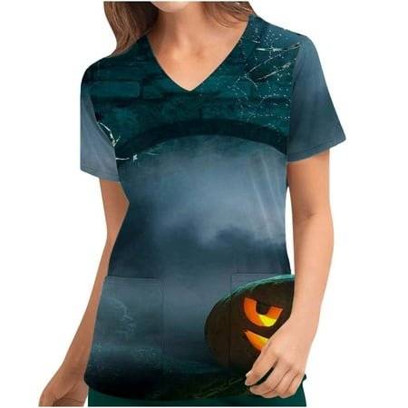 DTBPRQ Women s Halloween Scrub Tops Comfortable Easy Fit Lightweight Plus Size Tops Soft Stretch Pumpkin Spider Boo Graphic V-Neck Medical Scrub Top with Pockets
DTBPRQ Women s Halloween Scrub Tops Comfortable Easy Fit Lightweight Plus Size Tops Soft Stretch Pumpkin Spider Boo Graphic V-Neck Medical Scrub Top with Pockets
