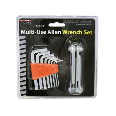 Kole Imports GE816-4 14 Key Multi-Use Allen Wrench with 8 Assorted Hex Keys - Pack of 4
Kole Imports GE816-4 14 Key Multi-Use Allen Wrench with 8 Assorted Hex Keys - Pack of 4