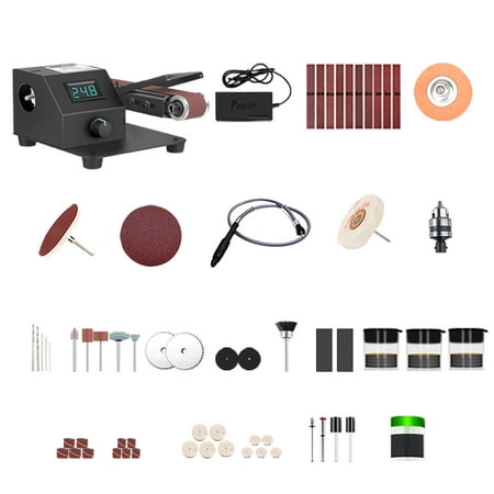 350W Vertical & Horizontal Belt Sander Electric Sanding Polishing Grinding Machine Grinding Sander Grinder Small Sand-belt Machine Stepless Speed Regulation with 10 Sanding Belts for Polish
350W Vertical & Horizontal Belt Sander Electric Sanding Polishing Grinding Machine Grinding Sander Grinder Small Sand-belt Machine Stepless Speed Regulation with 10 Sanding Belts for Polish