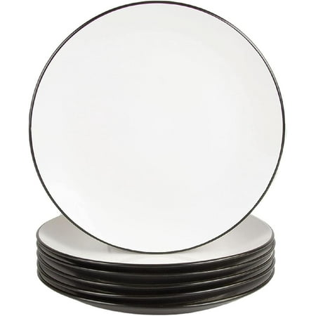Two Tone Coupe 8” Salad Plate Set Of 6 Black/White