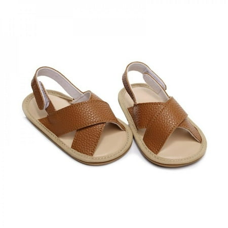 Summer Baby Girl Boy Cross Strap Sandals Toddler Rubber PU Leather Sole Anit-Slip Walkers Shoes Unisex 0-24 Months